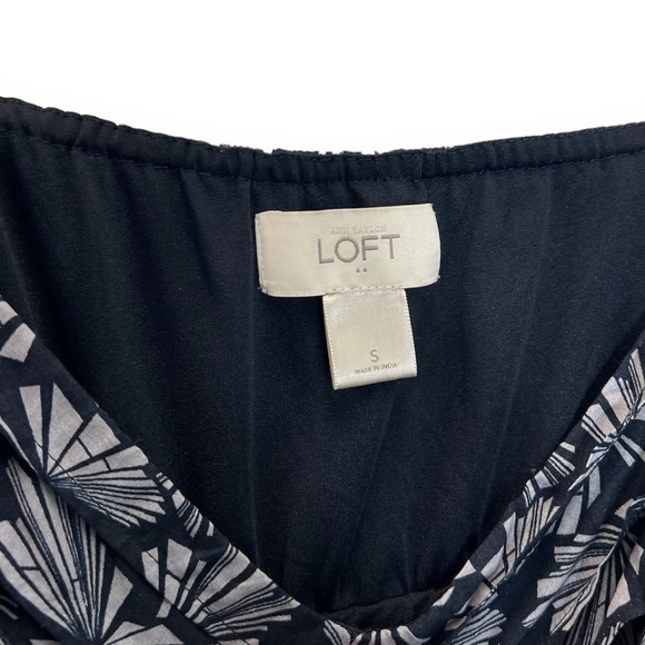 𝅺Ann Taylor Loft Navy White Print Dress Women’s Small S - Picture 4 of 4